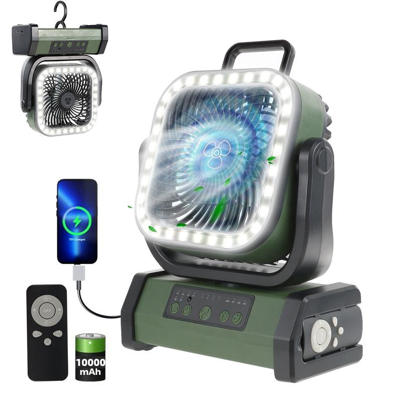 Portable Camping Fan Rechargeable, 30000Mah Battery Operated Fan with Bluetooth Speaker, LED Lantern & USB-C, Quiet Oscillating Tent Fan for Outdoors, Travel, Home, Office, Beach, Fishing, Hurricane Gear Multifunction Light
