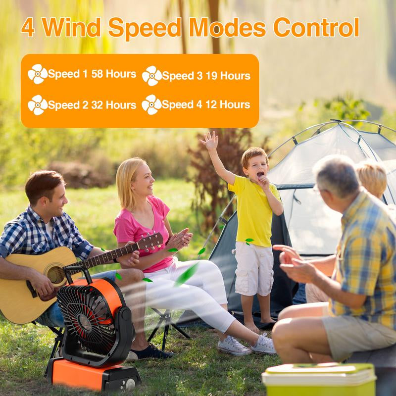 Portable Camping Fan Rechargeable, 30000Mah Battery Operated Fan with Bluetooth Speaker, LED Lantern & USB-C, Quiet Oscillating Tent Fan for Outdoors, Travel, Home, Office, Beach, Fishing, Hurricane Gear Multifunction Light