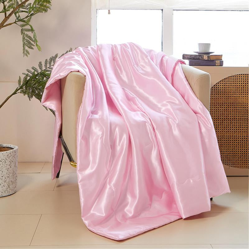 Satin Thin Blanket, 1 Count Cool Silky Thin Blanket, Sofa Bed Outdoor Blanket