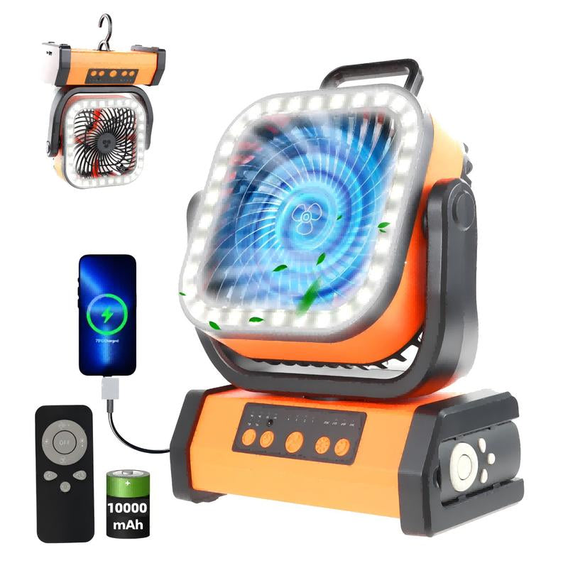 Portable Camping Fan Rechargeable, 30000Mah Battery Operated Fan with Bluetooth Speaker, LED Lantern & USB-C, Quiet Oscillating Tent Fan for Outdoors, Travel, Home, Office, Beach, Fishing, Hurricane Gear Multifunction Light