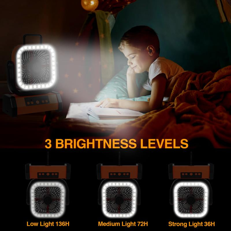 Portable Camping Fan Rechargeable, 30000Mah Battery Operated Fan with Bluetooth Speaker, LED Lantern & USB-C, Quiet Oscillating Tent Fan for Outdoors, Travel, Home, Office, Beach, Fishing, Hurricane Gear Multifunction Light
