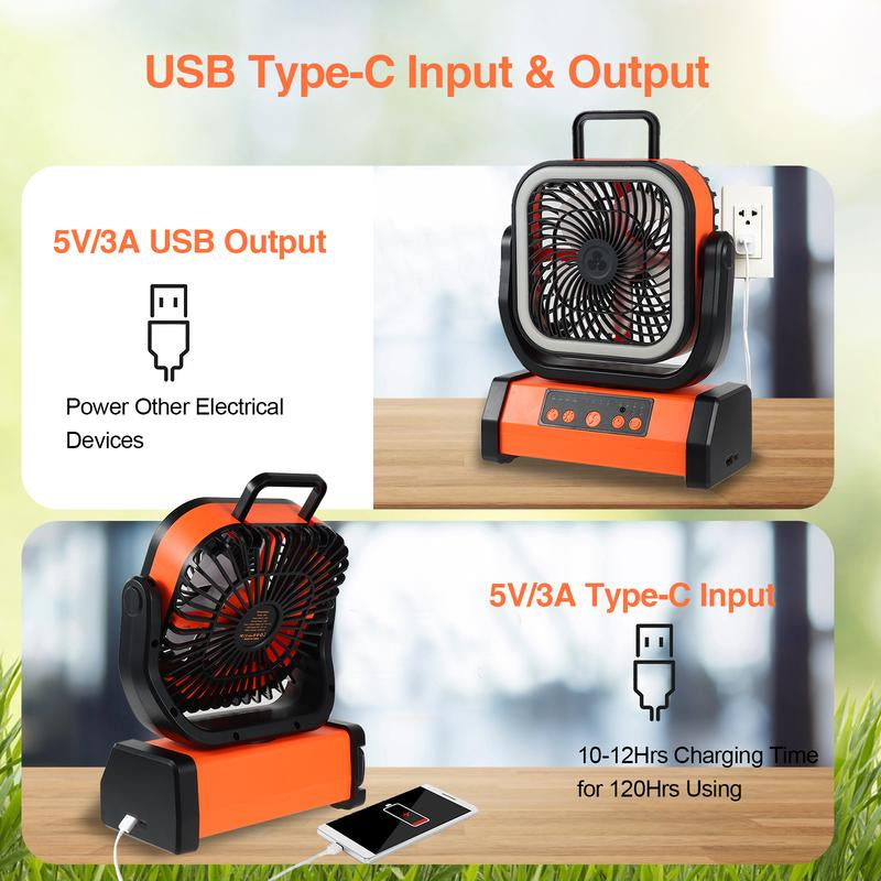 Portable Camping Fan Rechargeable, 30000Mah Battery Operated Fan with Bluetooth Speaker, LED Lantern & USB-C, Quiet Oscillating Tent Fan for Outdoors, Travel, Home, Office, Beach, Fishing, Hurricane Gear Multifunction Light