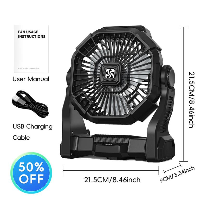 Camping Fan Battery Powered Fan with LED Lantern Light Rechargeable Portable Fan, Tent Swing Fan with 360 Degree Rotating Hook, USB Desktop Fan for Bedroom and Office, Mobile Small Light Fan Outdoor Fan Camping Fan Mini Fan Portable Fan