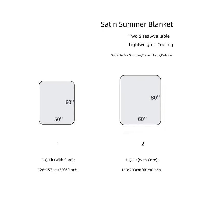 Satin Thin Blanket, 1 Count Cool Silky Thin Blanket, Sofa Bed Outdoor Blanket