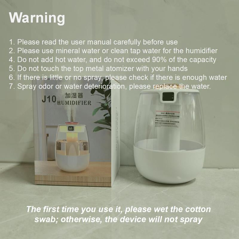 Large Capacity Dual-Spray Humidifier, USB Powered Humidifier with Warm Night Light & Humidity Display, Suitable for Home, Office, Dormitory, Mist Fan