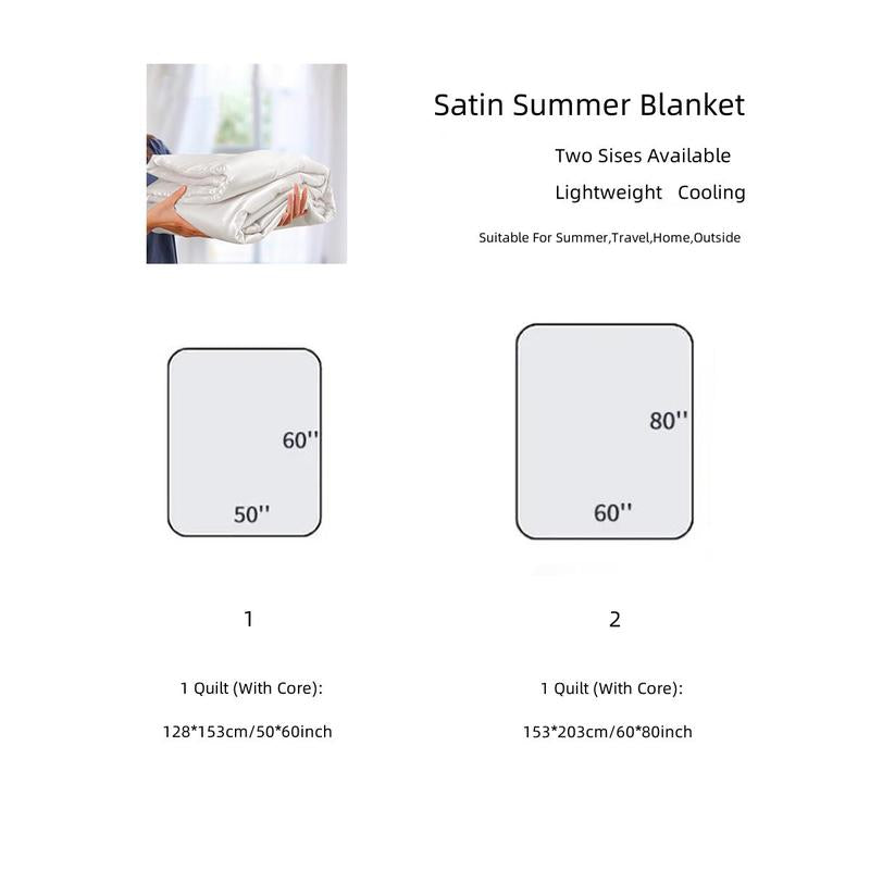 Satin Thin Blanket, 1 Count Cool Silky Thin Blanket, Sofa Bed Outdoor Blanket