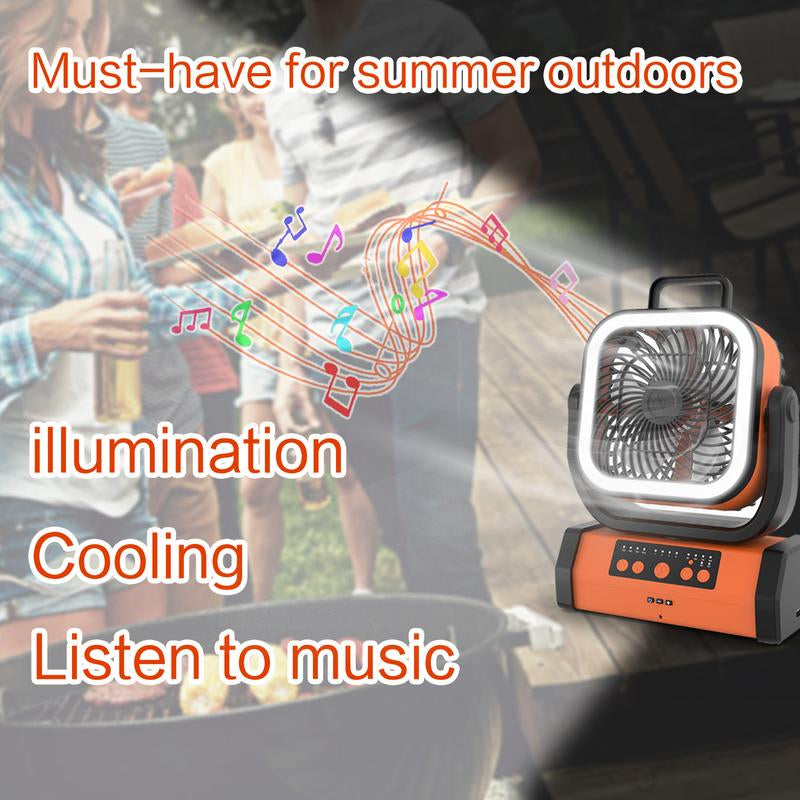 Portable Camping Fan Rechargeable, 30000Mah Battery Operated Fan with Bluetooth Speaker, LED Lantern & USB-C, Quiet Oscillating Tent Fan for Outdoors, Travel, Home, Office, Beach, Fishing, Hurricane Gear Multifunction Light