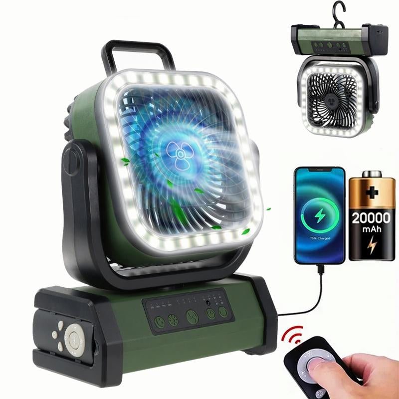 Portable Camping Fan Rechargeable, 30000Mah Battery Operated Fan with Bluetooth Speaker, LED Lantern & USB-C, Quiet Oscillating Tent Fan for Outdoors, Travel, Home, Office, Beach, Fishing, Hurricane Gear Multifunction Light