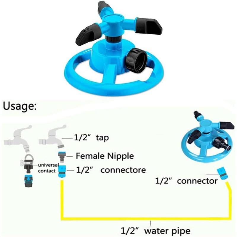 Lawn Sprinkler Automatic Garden Water Sprinklers Lawn Irrigation System Large Area Coverage Rotation 360 Degree Heavy Duty Stainless Steel Hose Expandable with Sprayers Cordless Circles