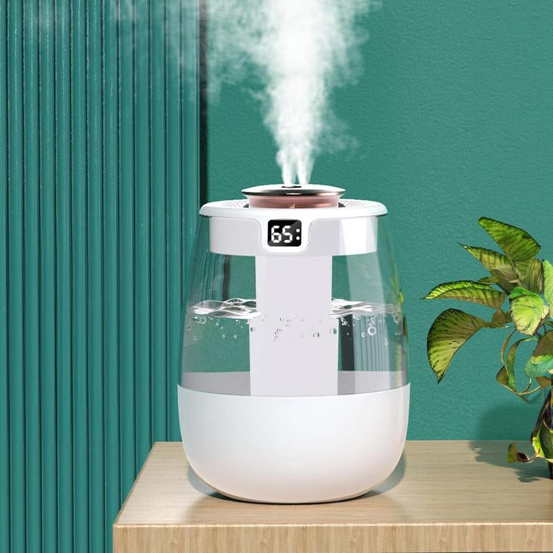 Large Capacity Dual-Spray Humidifier, USB Powered Humidifier with Warm Night Light & Humidity Display, Suitable for Home, Office, Dormitory, Mist Fan