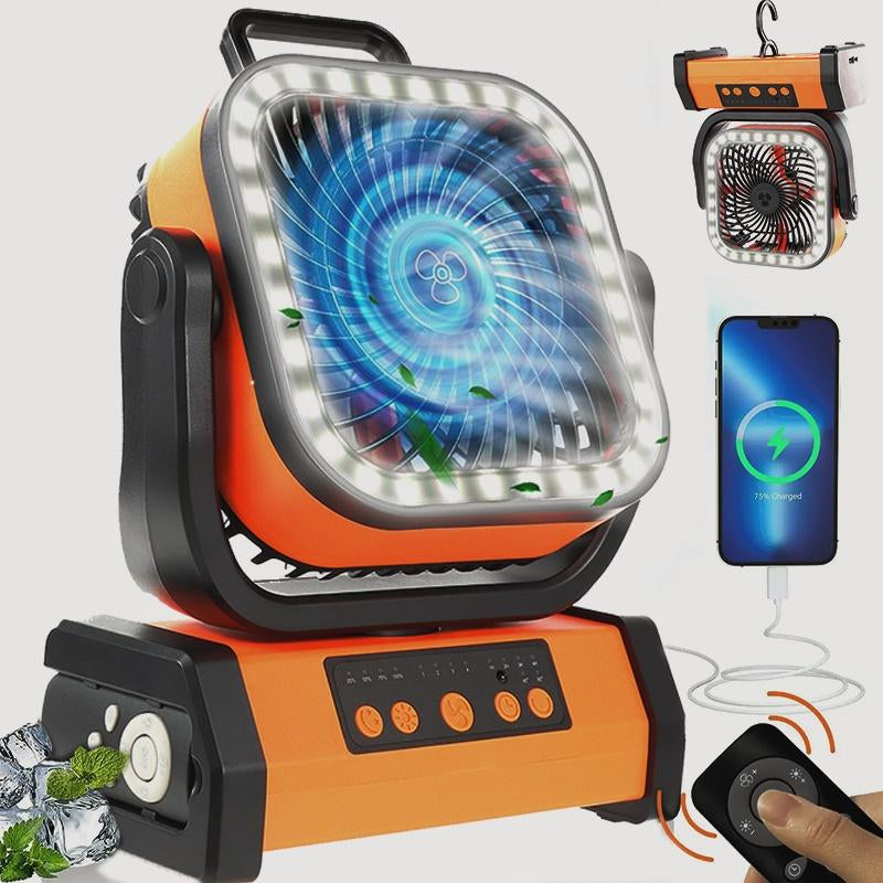 Portable Camping Fan Rechargeable, 30000Mah Battery Operated Fan with Bluetooth Speaker, LED Lantern & USB-C, Quiet Oscillating Tent Fan for Outdoors, Travel, Home, Office, Beach, Fishing, Hurricane Gear Multifunction Light