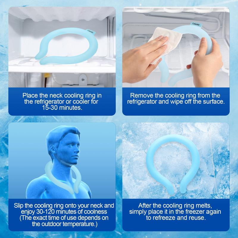Neck Cooling Tube with Insulated Bag, Reusable Ice Ring Cooler Wearable Body Cooling Products, Neck Coolers for Hot Weather
